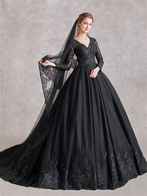 Ebony Blossom Enchantment Dress - Cinderella Black Wedding Dress