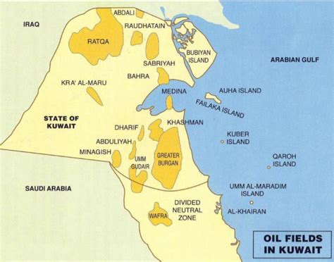 The general view of the major oilfields in Kuwait. Rawdatayn and