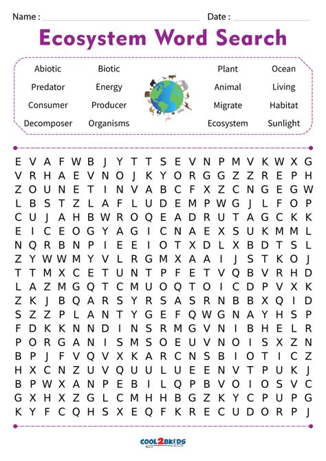 Ecosystem Word Search Answer Key Printable Pdf: A Fun Way To Learn About The Environment