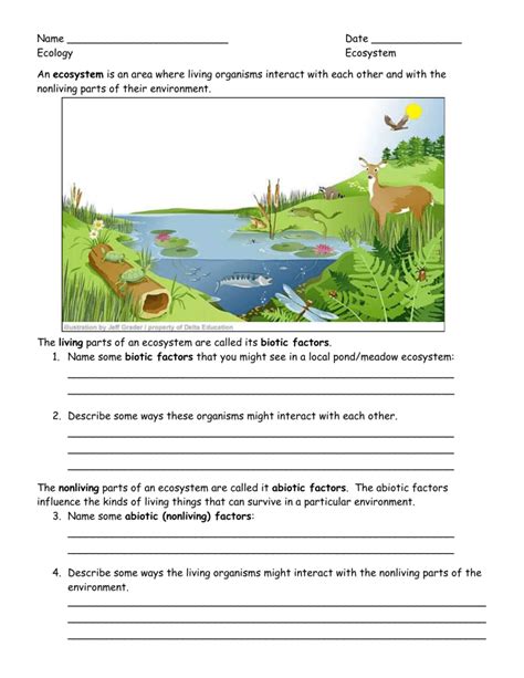 Ecosystem Worksheets 5th Grade