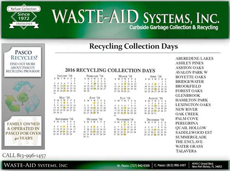 Edison Recycling Calendar