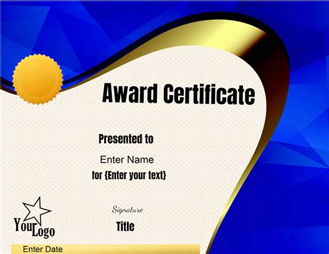 Editable Award Certificate Template