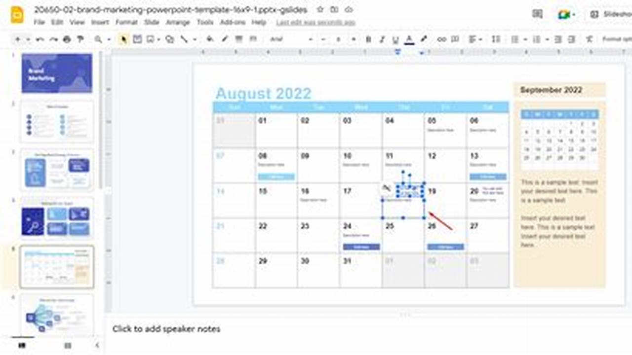 Editable Calendar 2024 Google Slides