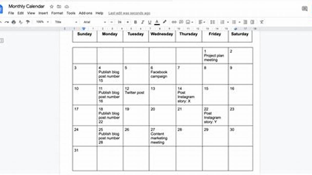 Editable Calendar Google