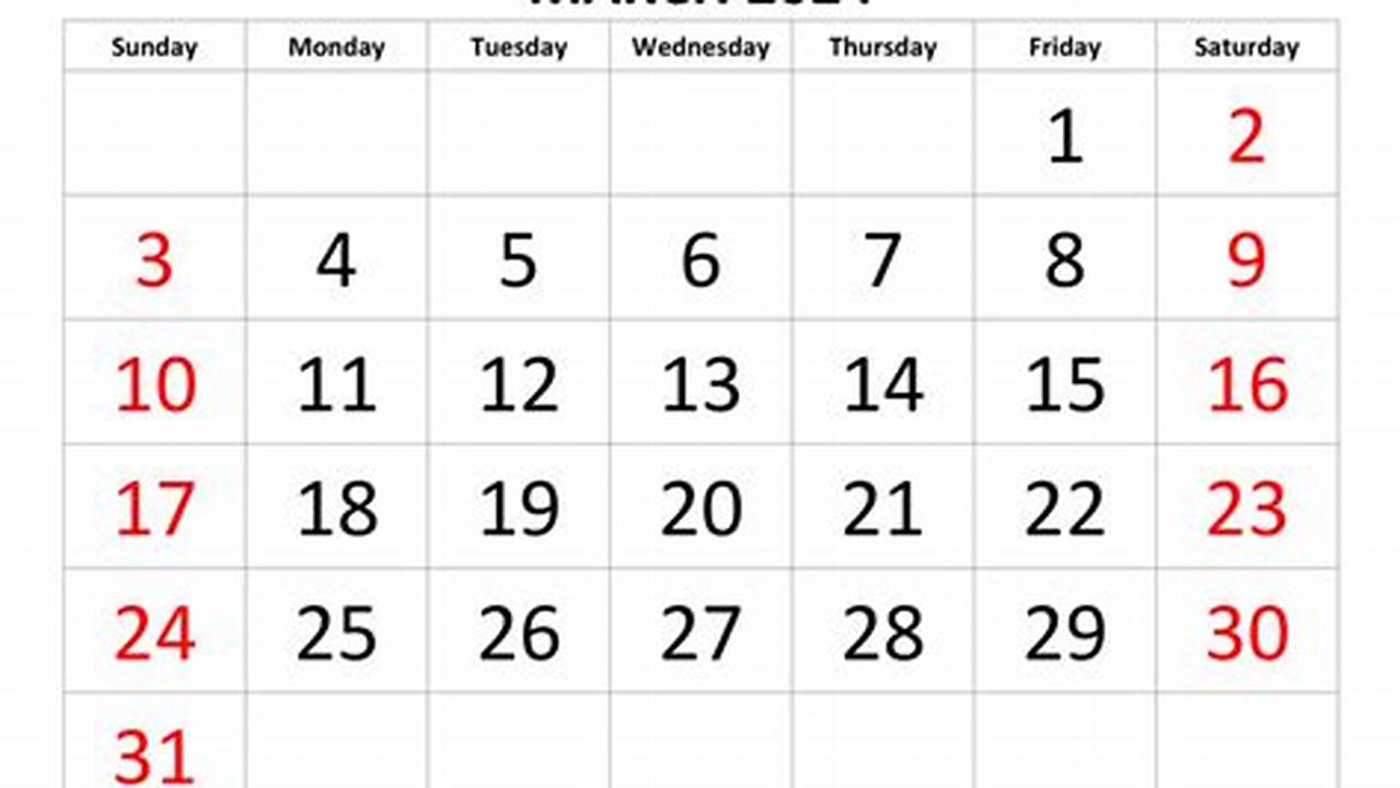 Editable Calendar March 2024 Google Docs