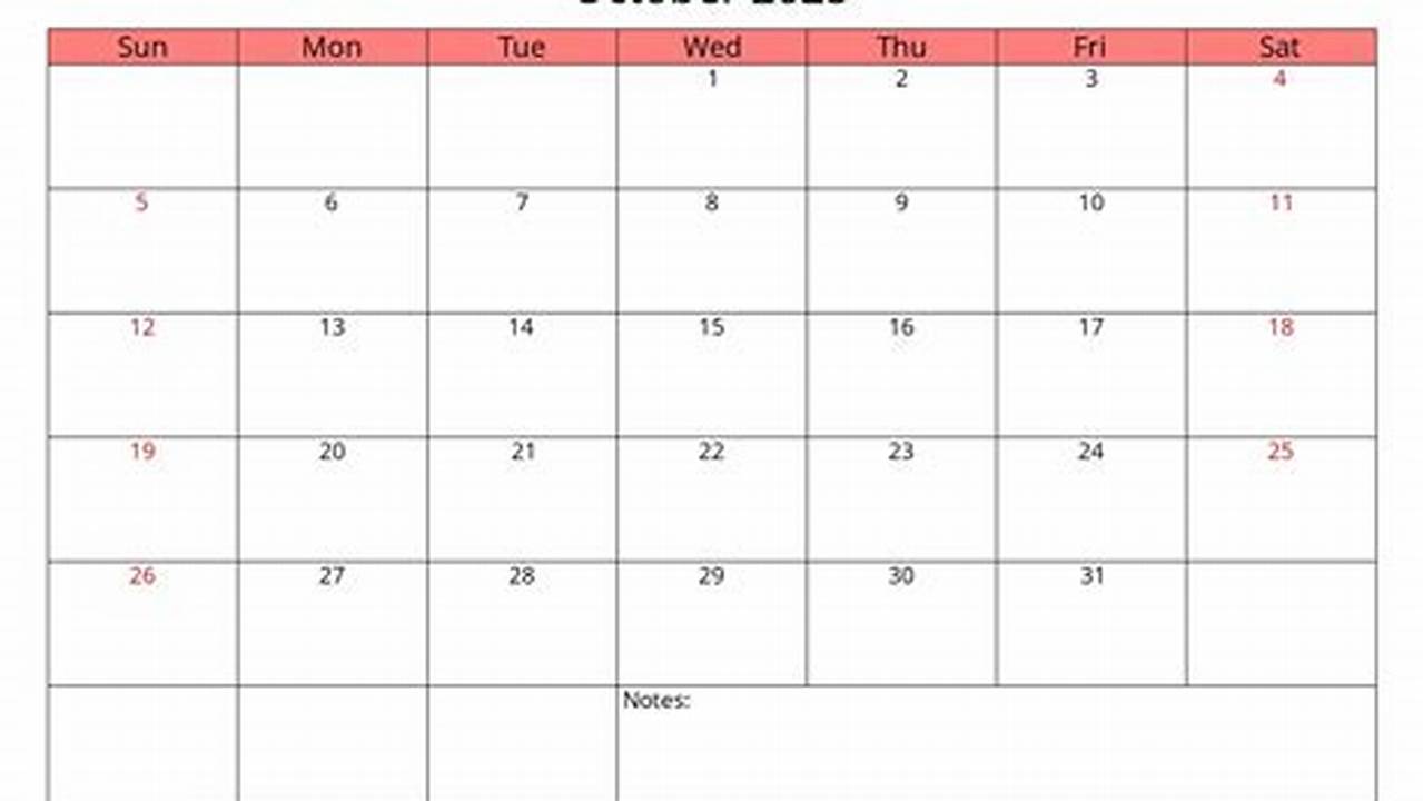 Editable Calendar Template October 2025 Google Docs