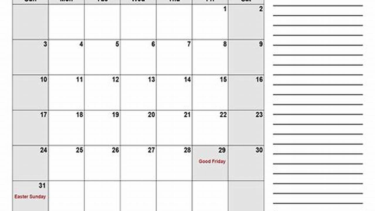 Editable March 2024 Calendar Google Docs