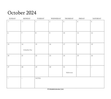 October 2024 Calendar Templates