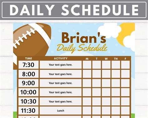 Editable Sports Schedule Template