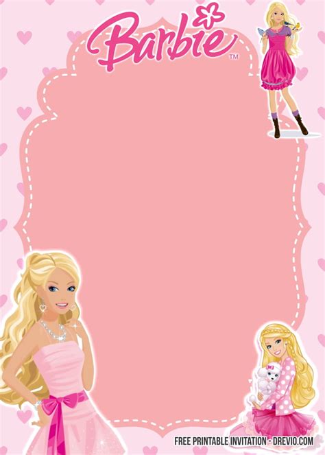 Editable Barbie Invitation Template Blank