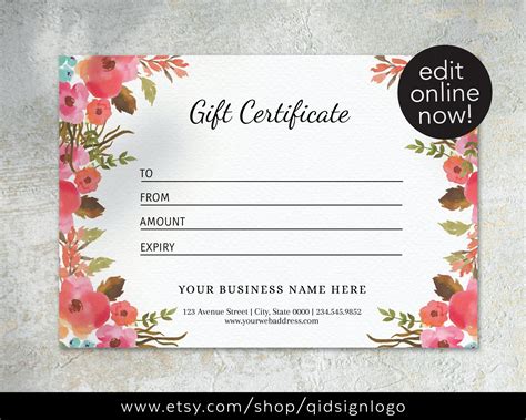 Editable Gift Card Template