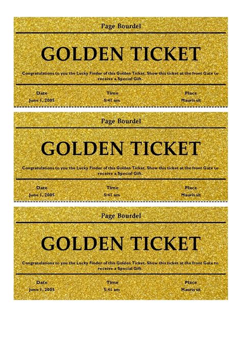 Editable Golden Ticket Template