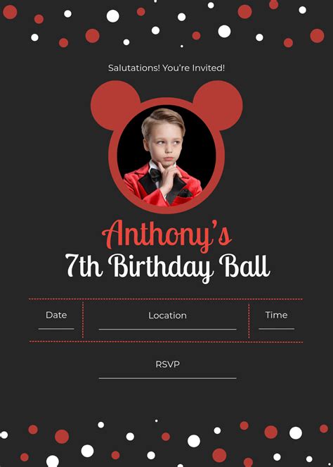 Editable Mickey Mouse Invitation Template