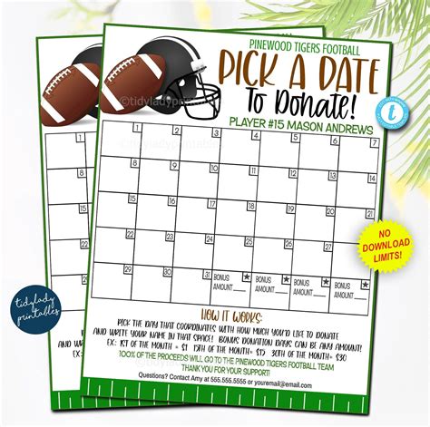 Editable Pick A Date To Donate Calendar Template Free