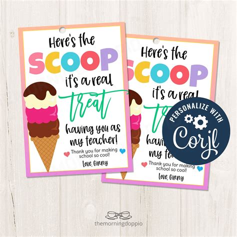 Editable Printable Small Tag Template Ice Cream