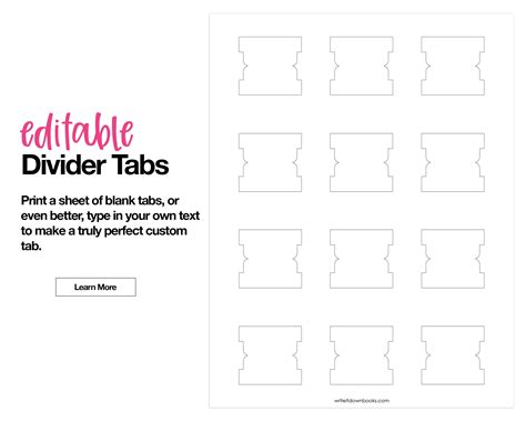 Editable Printable Tabs Template