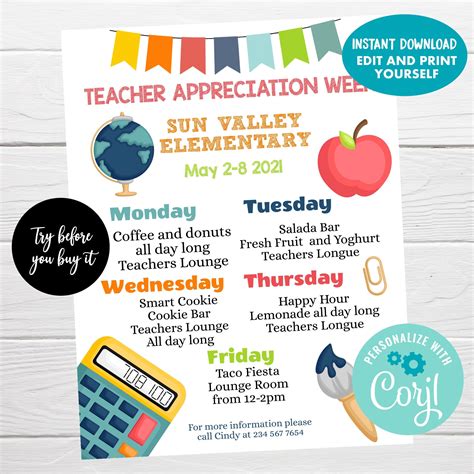 Editable Teacher Appreciation Week Flyer Template