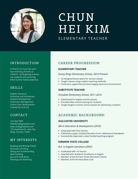 Editable Teacher Resume Template