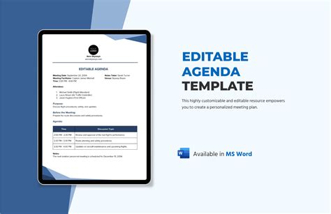 Download Meeting Agenda Template Word Excelonist