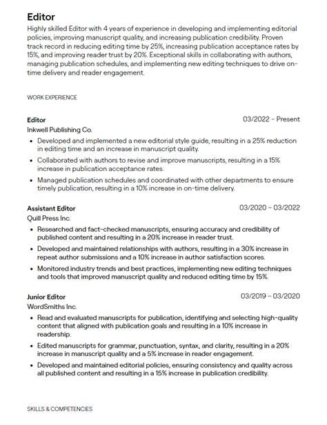 Editor Resume Summary