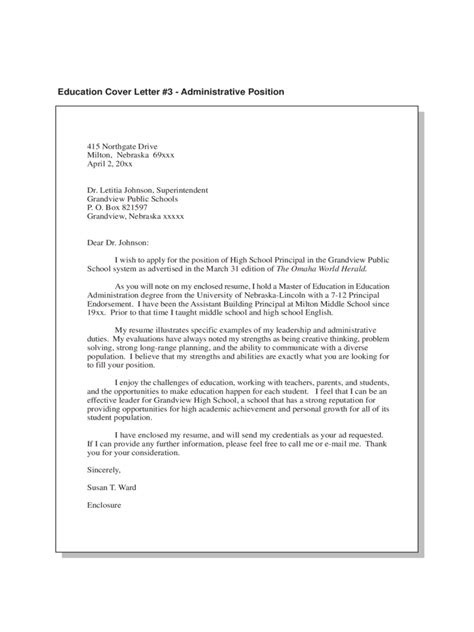Education Cover Letter Examples
