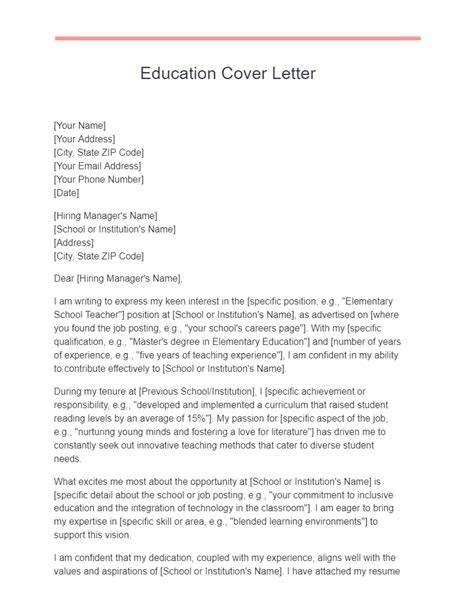 Education Cover Letter Examples For Teachers