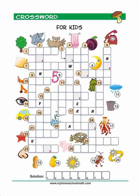 Educational Printable Crossword Puzzles For Kids