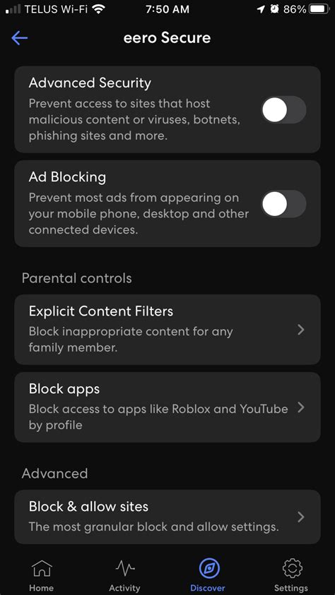 Eero automatically blocking access to needed web sites and services