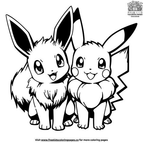 Eevee Coloring Pages Pikachu