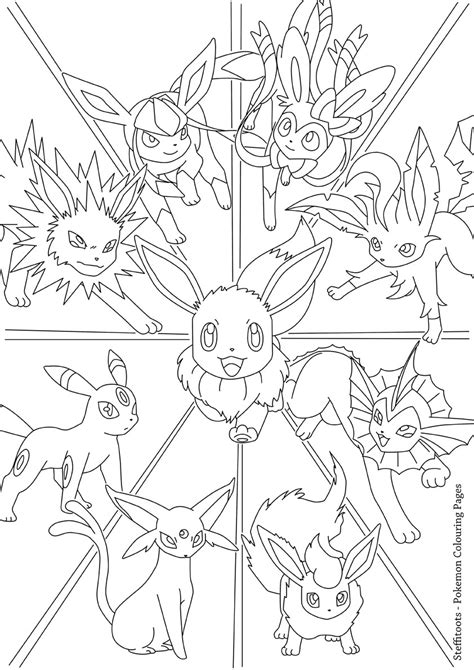 Eevee Evolutions Coloring Pages Printable