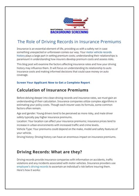 Effect of Driving Records on Insurance Premiums