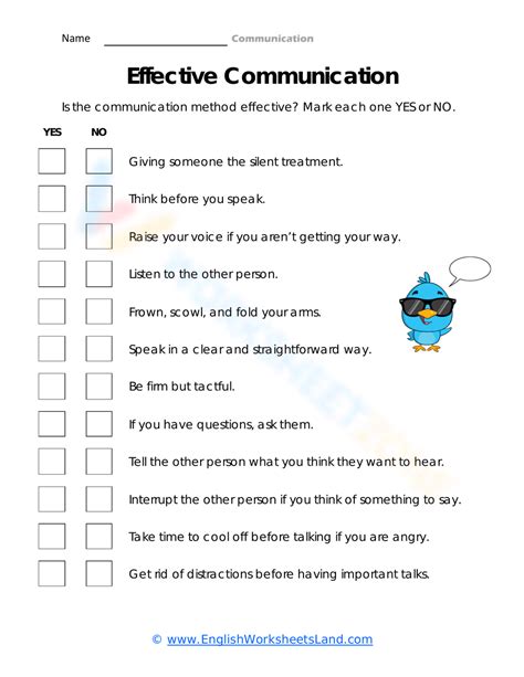 Effective Communication Skills Worksheets