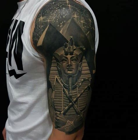 Tutankhamun & Pyramids Half Sleeve Egyptian tattoo