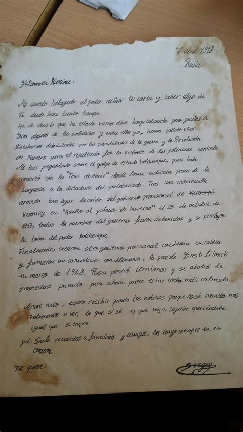 DIARIO DE CLASE CIENCIAS SOCIALES Carta de un soldado de la Primera