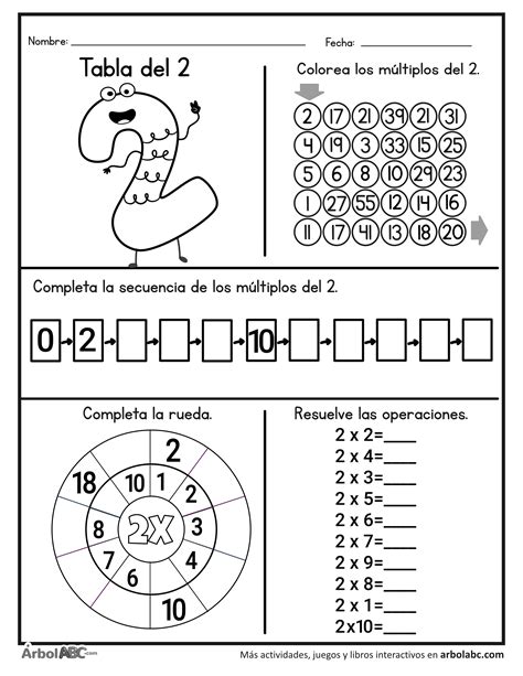 Ejercicios Tablas Del 2 Tabla del 2 - Interactive worksheet | Math addition worksheets, 3rd grade  math worksheets, Math worksheets