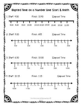 Elapsed Time Number Line Worksheets