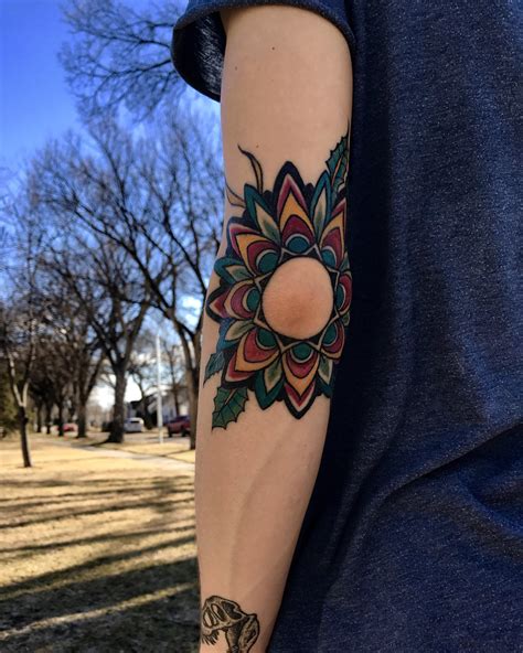 Crystal Flower Tattoo on Elbow Best Tattoo Ideas Gallery