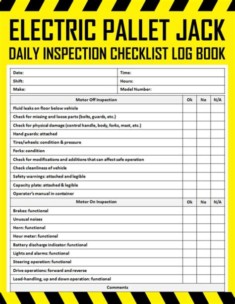 Electric Pallet Jack Safety Checklist