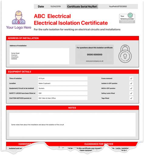 Electrical Isolation Certificate Template Awesome Fire in Electrical