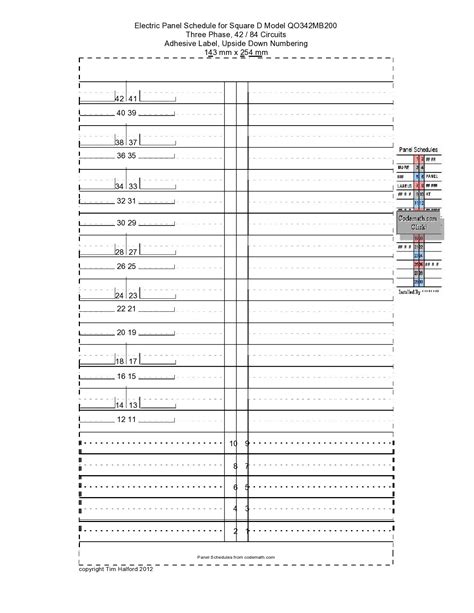 Electrical Panel Directory Template Excel
