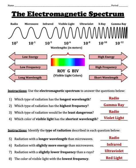 Electromagnetic Spectrum Worksheet 1 Answer Key - Promotiontablecovers