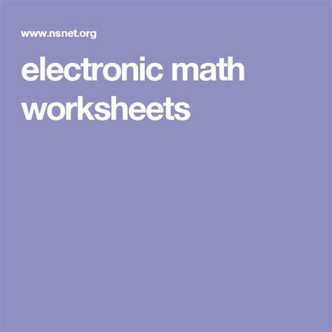 Electronic Math Worksheets Benefitss