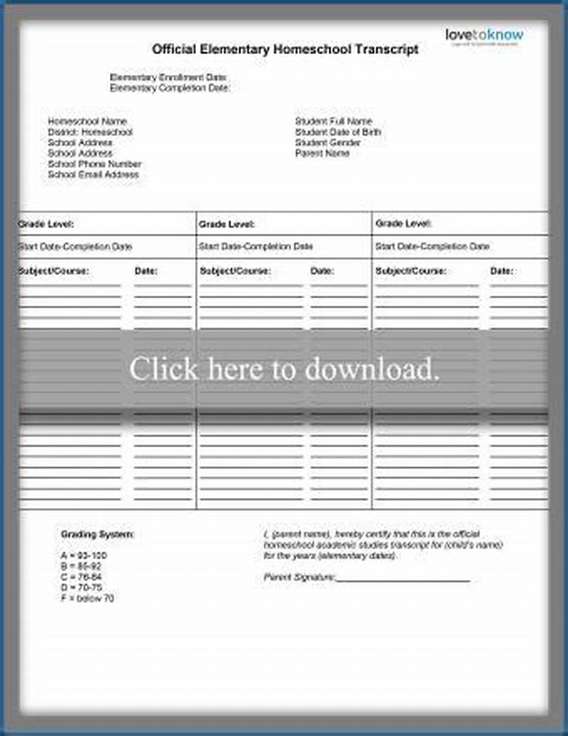Elementary Transcript Template