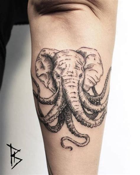 Elephant Octopus Tattoo