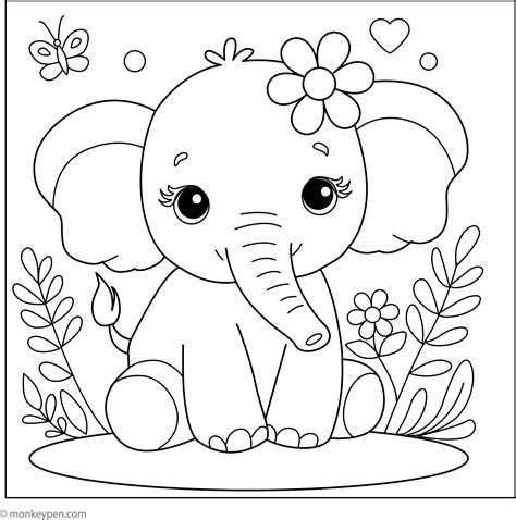 Elephant Coloring Page Images For Kids