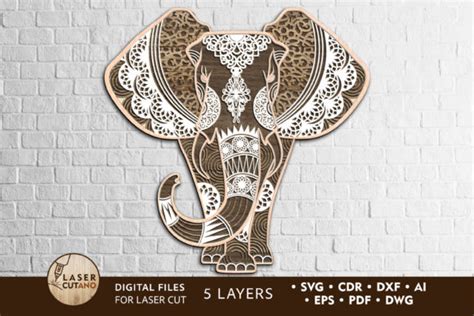 Download Elephant Vector Files for Laser Cutting Cut Files