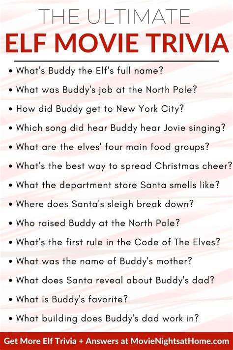 Elf Movie Trivia Questions And Answers Printable