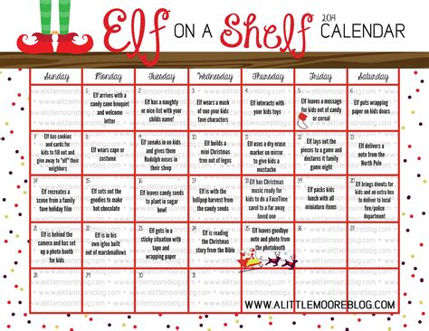 Elf On The Shelf Calendar