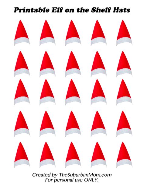 Elf On The Shelf Hats Printable