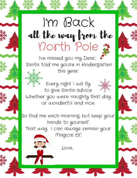 Elf On The Shelf Im Back Letter Free Printable